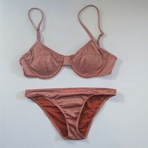 Xhilaration Shimmer Bikini Set – Rust Orange (Top M, Bottom S)